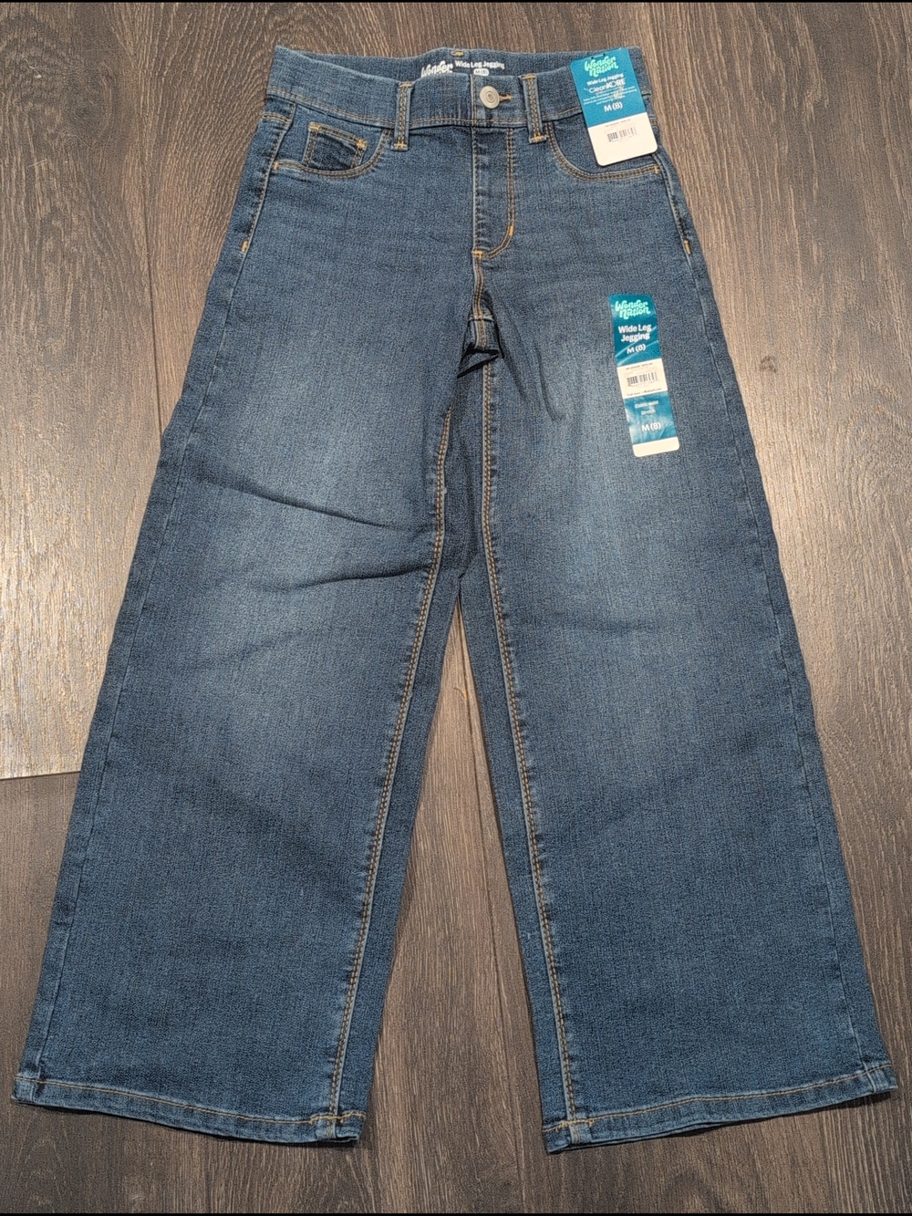 Wonder Nation Girls Wide Leg Jegging Elastic Waist, Size M (8) NWT Medium Wash